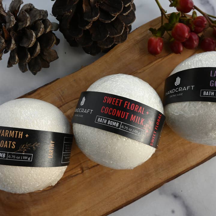 HandCraft Skincare - Wholesale Bath Bomb/Fizz - Sweet Floral + Coconut Milk Bath Bomb6