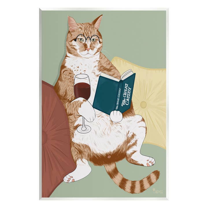 Kattläsning med vinplackkonst för wholesale av Stupell Industries
