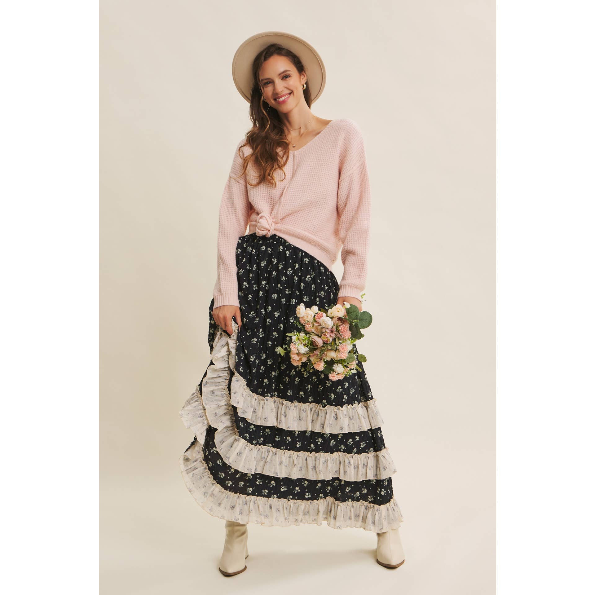 in february - Wholesale Knit Sweater - Women's - KIND TO PLANET WAFFLE SWEATER TOP WITH EXPOSED SEAM35