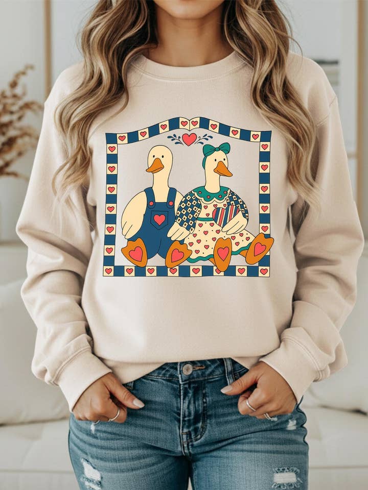 Camisa Vintage de Avó com Gansos de Segunda Mão por atacado de SAMS Farm Charm