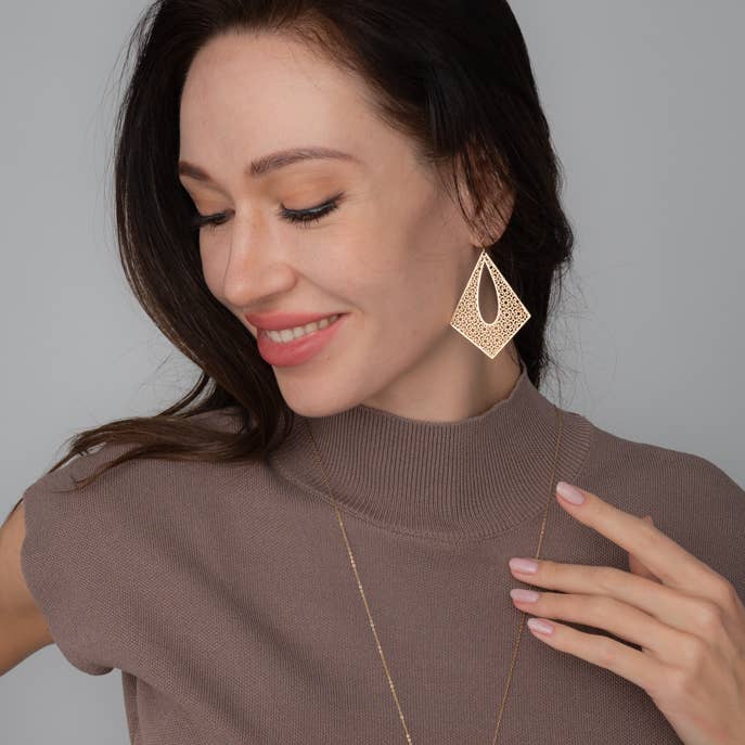 Starfish Project, Inc - Wholesale Dangle Earrings - Everly Gold Filigree Dangle Earrings