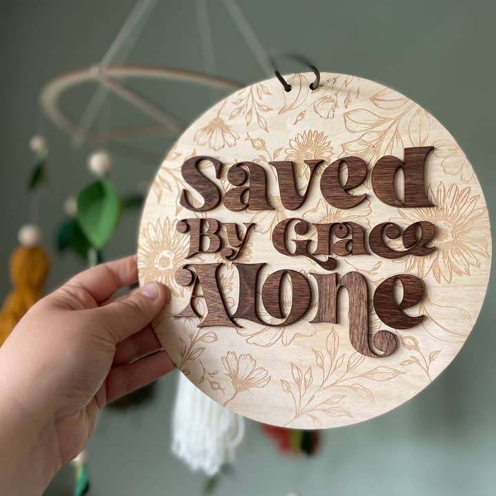 Saved by Grace wooden sign for wholesale by Birch and tides