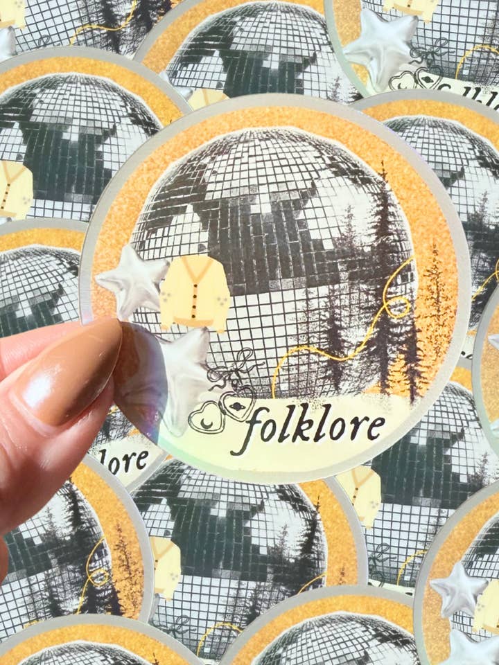 Tay folklore holographic waterproof collage sticker for wholesale by Typo Lettering Co