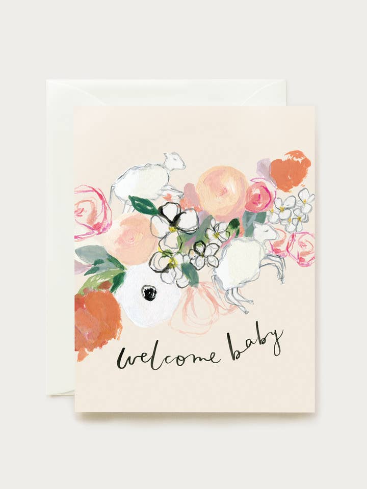 Lamb Welcome Baby Card for wholesale by Our Heiday