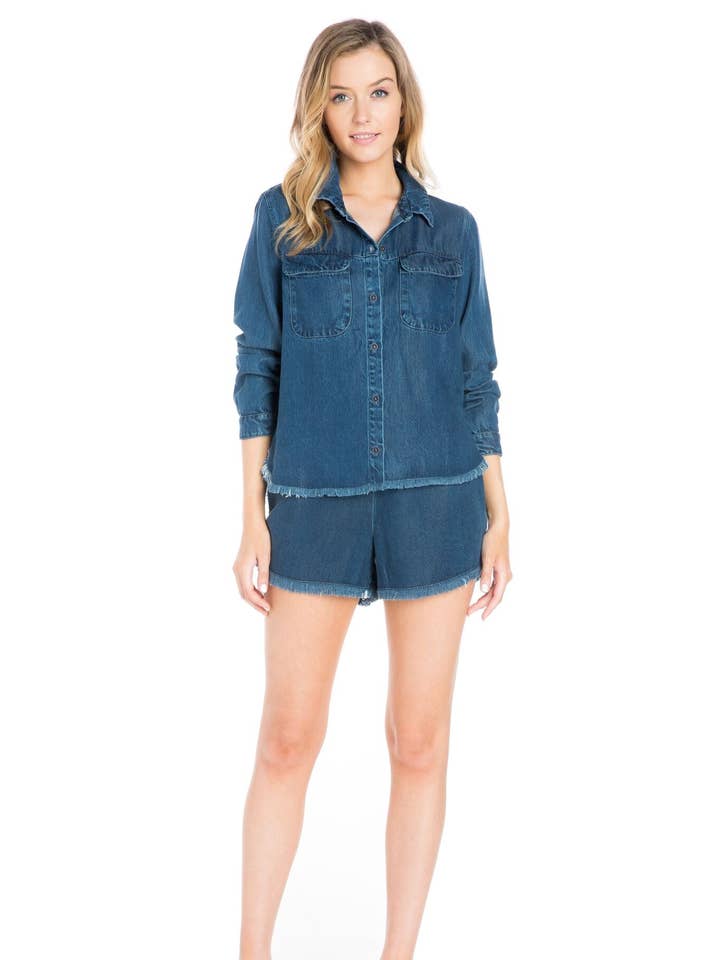 BUTTON UP DENIM SHIRT for wholesale by Maven West