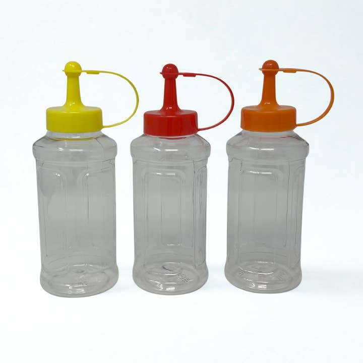 USA HomeMax – wholesale Food storage container – 3pc 8oz Multipurpose Clear Squeeze Bottle Set 0