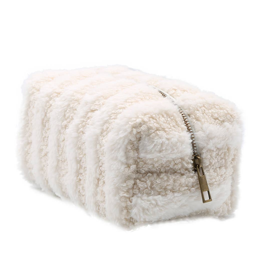 Fashion City - Wholesale Pouch - Women's - Stripe Pattern Sherpa Travel Pouch0