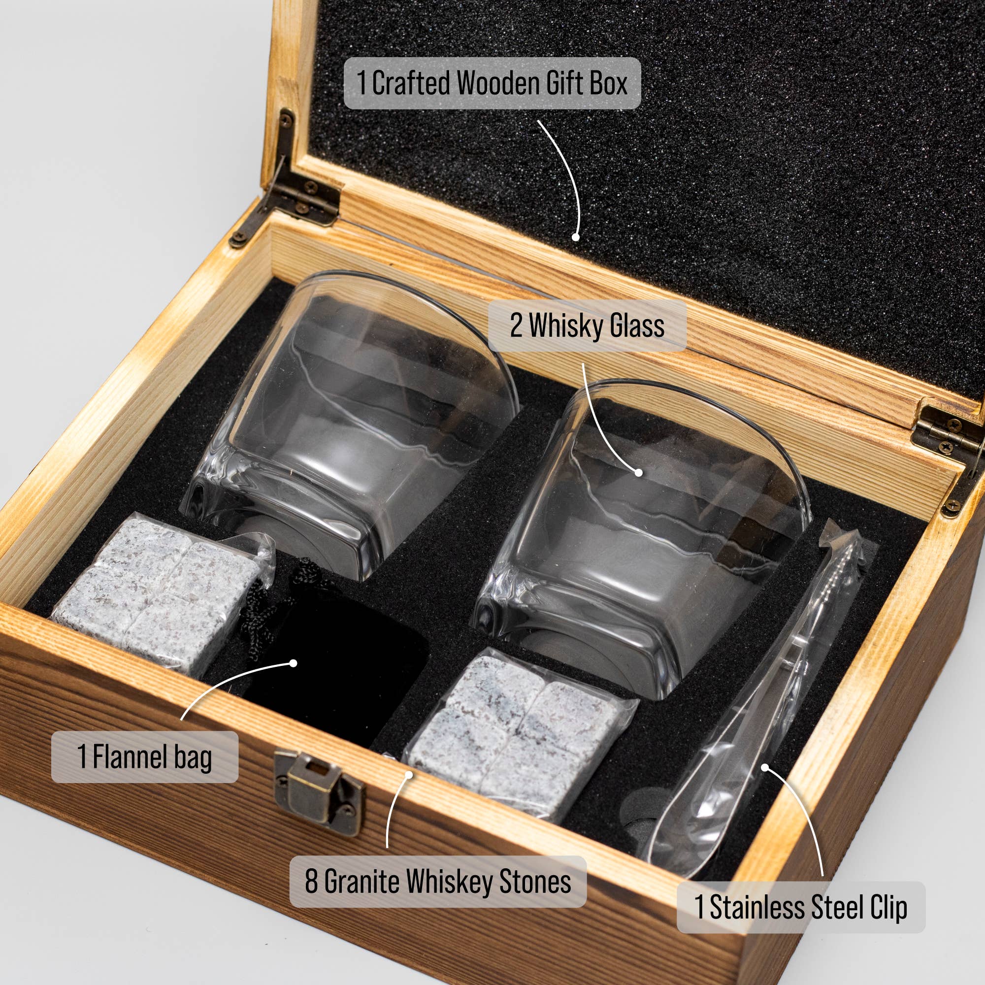 Famgraving - Wholesale Cocktail/Liquor Glass - Custom Whiskey Glasses Set with Wooden Box & Chilling Stones10