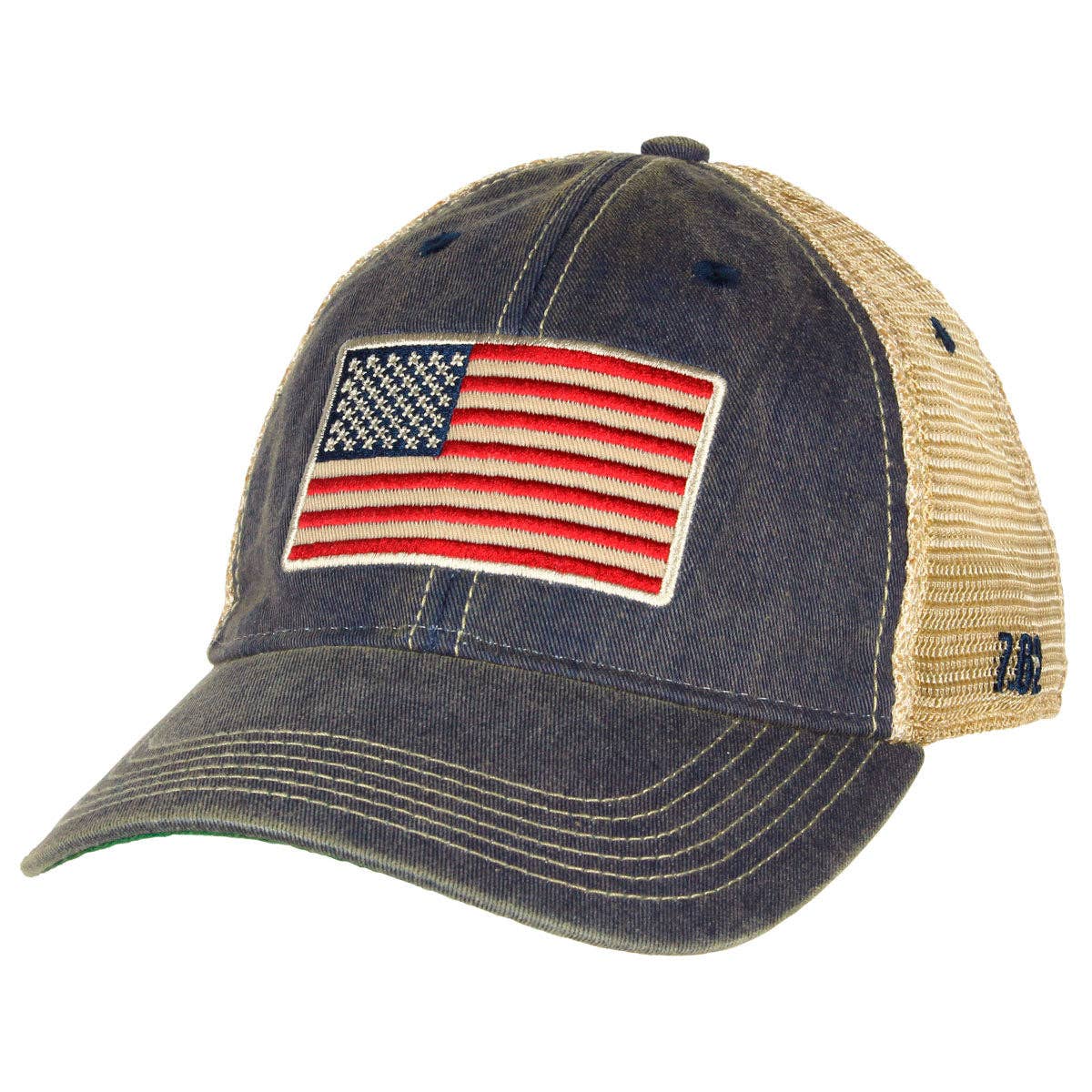 Navy American Flag Vintage Trucker Hat for wholesale on Faire0