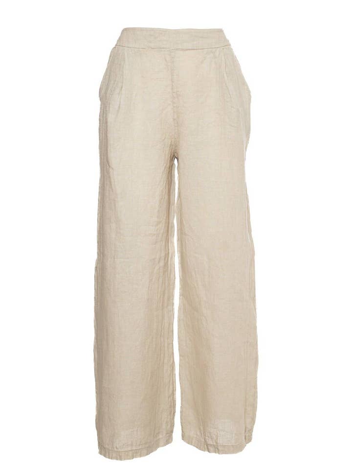STRAIGHT TROUSERS ELASTIC WAIST 3 SIZES 100% LINEN MADE IN ITALY for wholesale by Ayfee