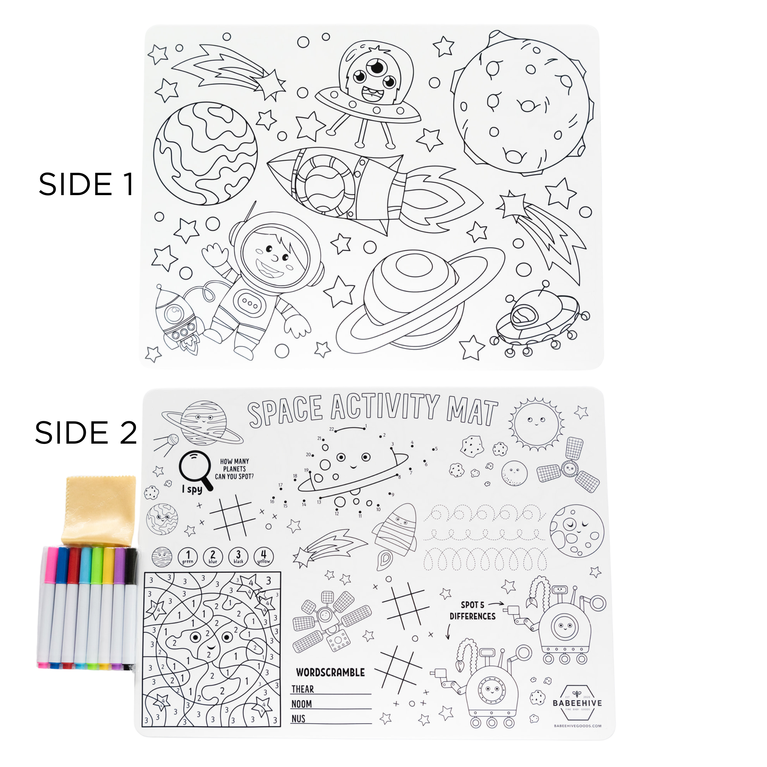 Babeehive Goods - Wholesale Coloring Mat - Kids & Baby - Silicone Reusable Coloring Placemat22