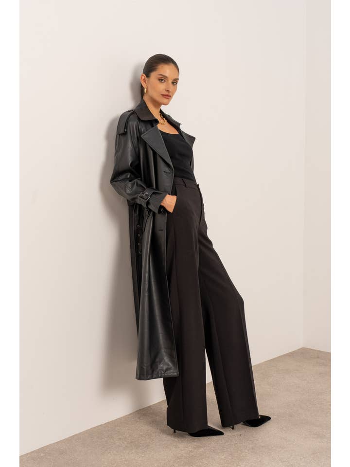 Attentif Paris - Wholesale Trench Coat - Women's - Long vegan leather trench coat8