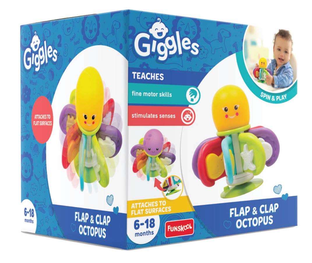World Roller Toys - Vente Lot de jouets – enfant - Funskool Giggles Flap N Clap Pieuvre - Jouet de Chaise Haute0