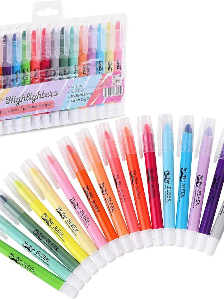 Mr. Pen No Bleed Gel Highlighter Set - 16 Colors for wholesale by Mr. Pen