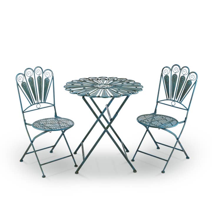 Alpine Corporation - Wholesale Patio Set - Alpine Corporation 3-Piece Green Peacock Feather Bistro Set1