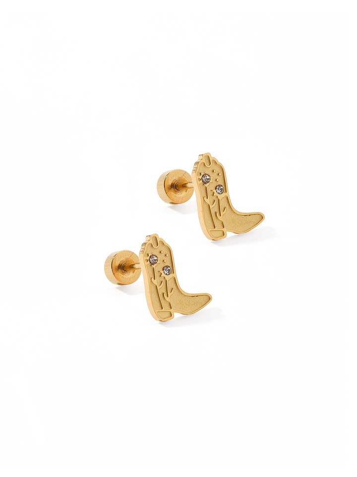 Screwback Stud Earrings - Daisy Cowgirl Boot for wholesale by LINNY CO