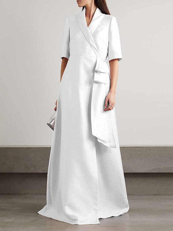 UZ Wholesale Store - Wholesale Gown - Women's - Solid Color Split-Joint Loose V-Neck Maxi Evening Dresses7