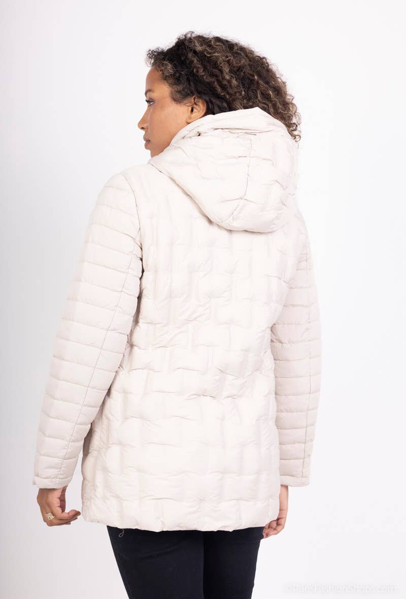 Saturne Paris - BIG SIZE EXCLUSIVE - Wholesale Puffer Jacket - Women's - TG356W41 Ecru Reversible Down Jacket, M to 5XL6