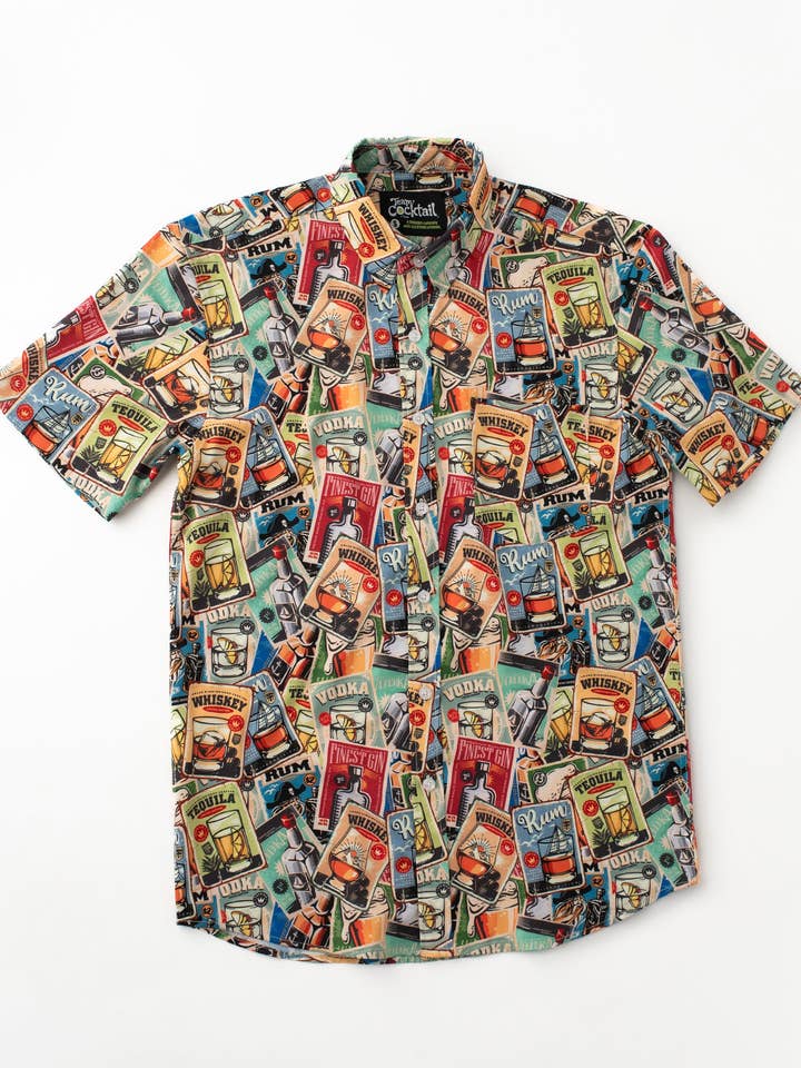 Retro Liquor Cards Unisex Button Up for wholesale by Team Cocktail