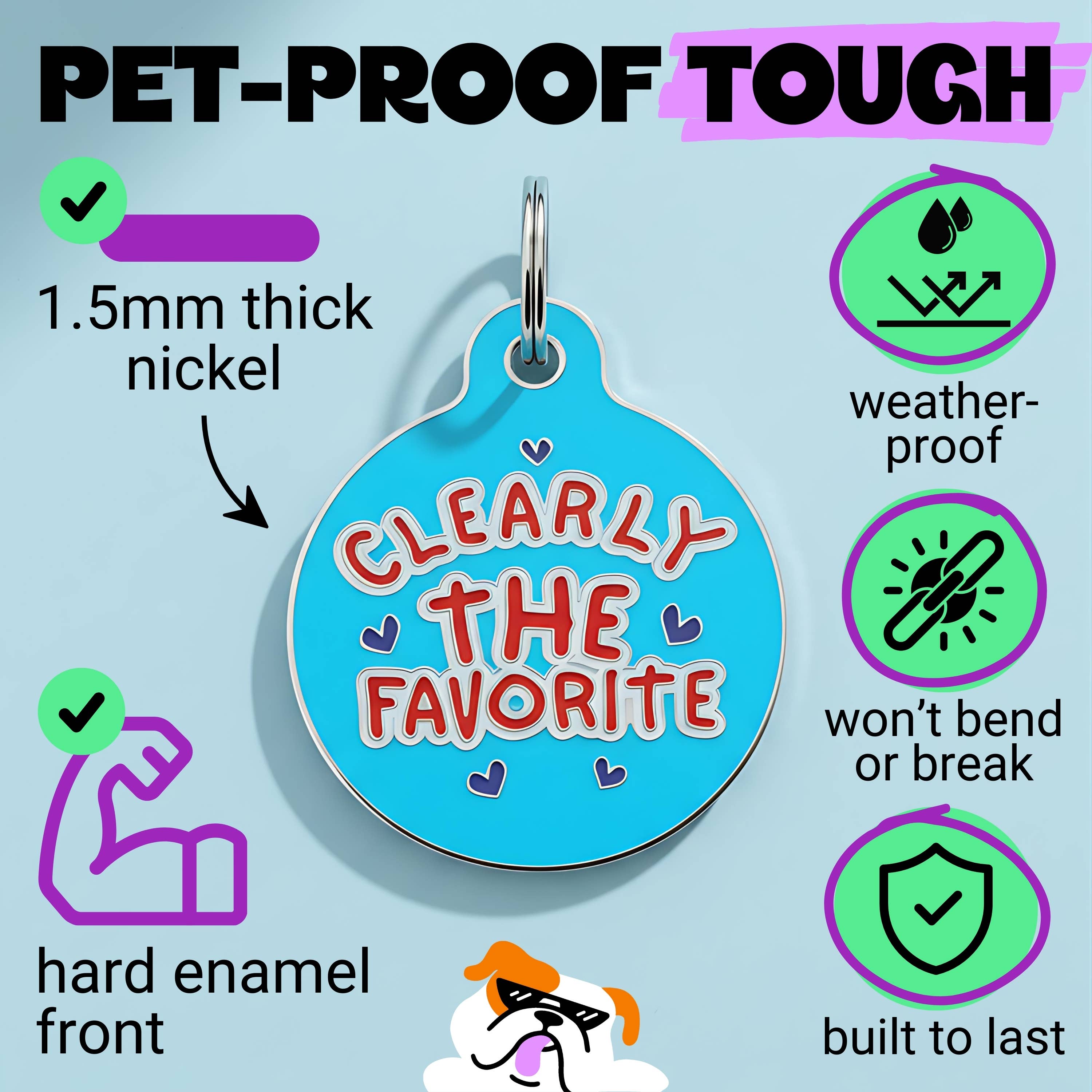 Bad Tags – wholesale Pet identification tag – Cat/dog – Enamel Dog Tag with Scannable ID - Clearly the Fave *Blue3