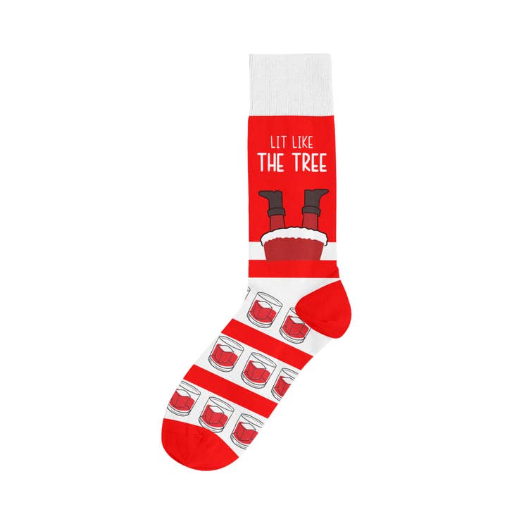 Lit Like The Tree Santa Funny Christmas Socks for wholesale by Barrel Down South