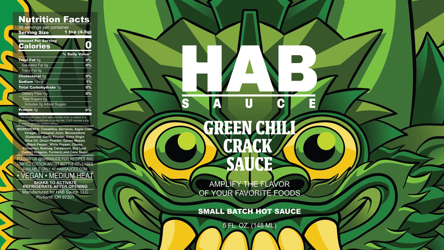 HAB Sauce - Wholesale Sauce - Green Chile Crack Sauce 5 oz. (148ml)1