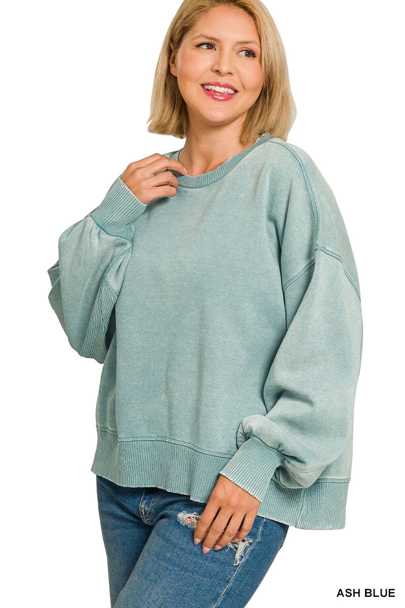 Vanilla Monkey - Vendita all'ingrosso Felpa - Donna - Pullover oversize Plus Acid Wash in pile8