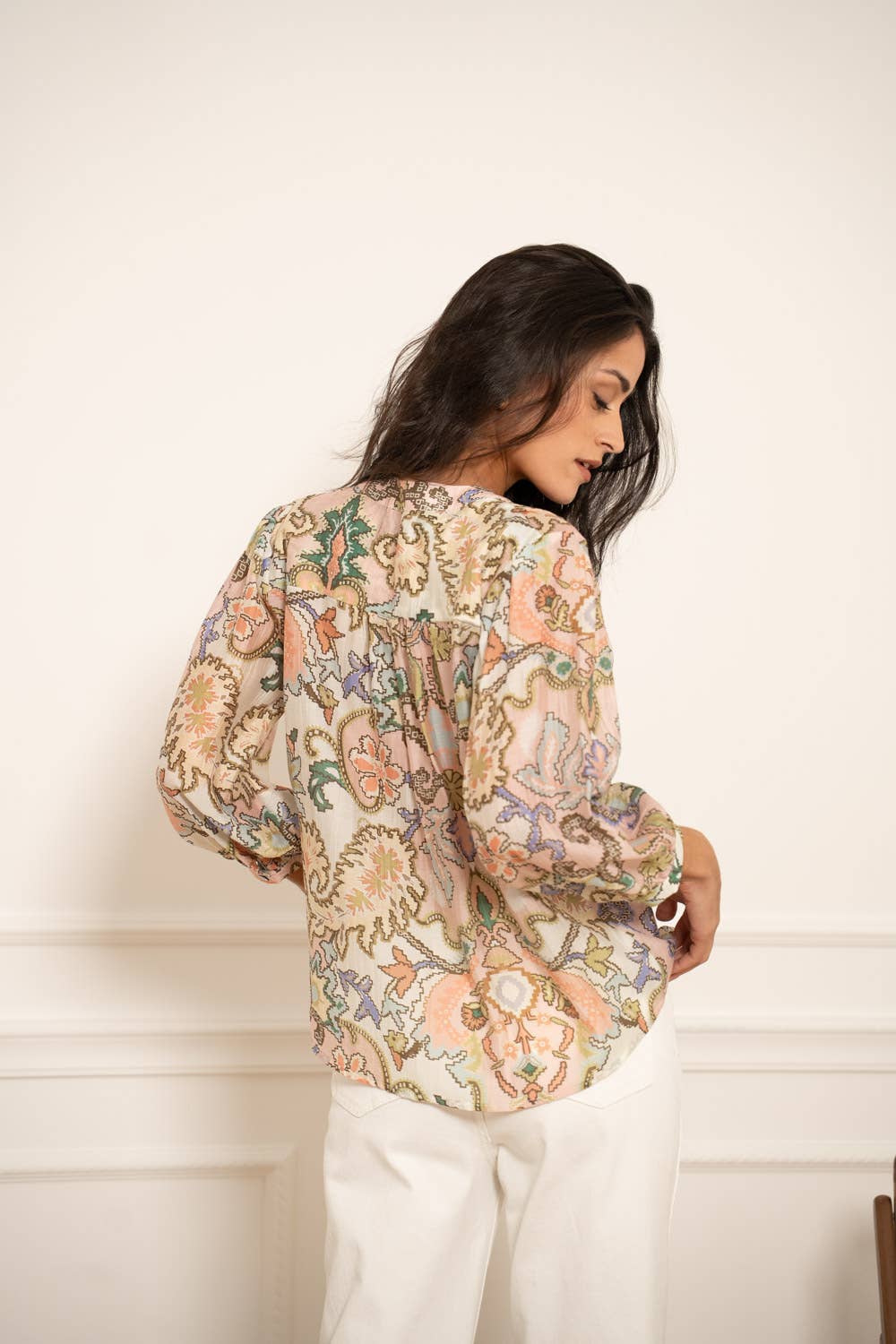 CHOKLATE PARIS – wholesale Tröja med knappar – Dam – Saint Tropez mönstrad skjorta i siden och viskos - CK0813614