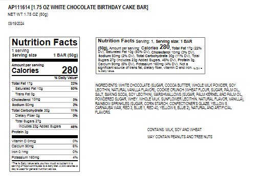 Astor Chocolate Corp. - Vente Barre chocolatée - Moodibars CÉLÉBREZ Pépites de Cupcake au Chocolat Blanc 1,75 oz2