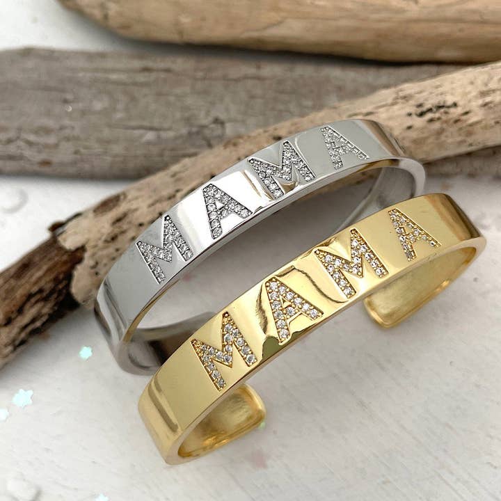 Manchette Mama Pave Bold pour la vente par Isabelle Grace Jewelry