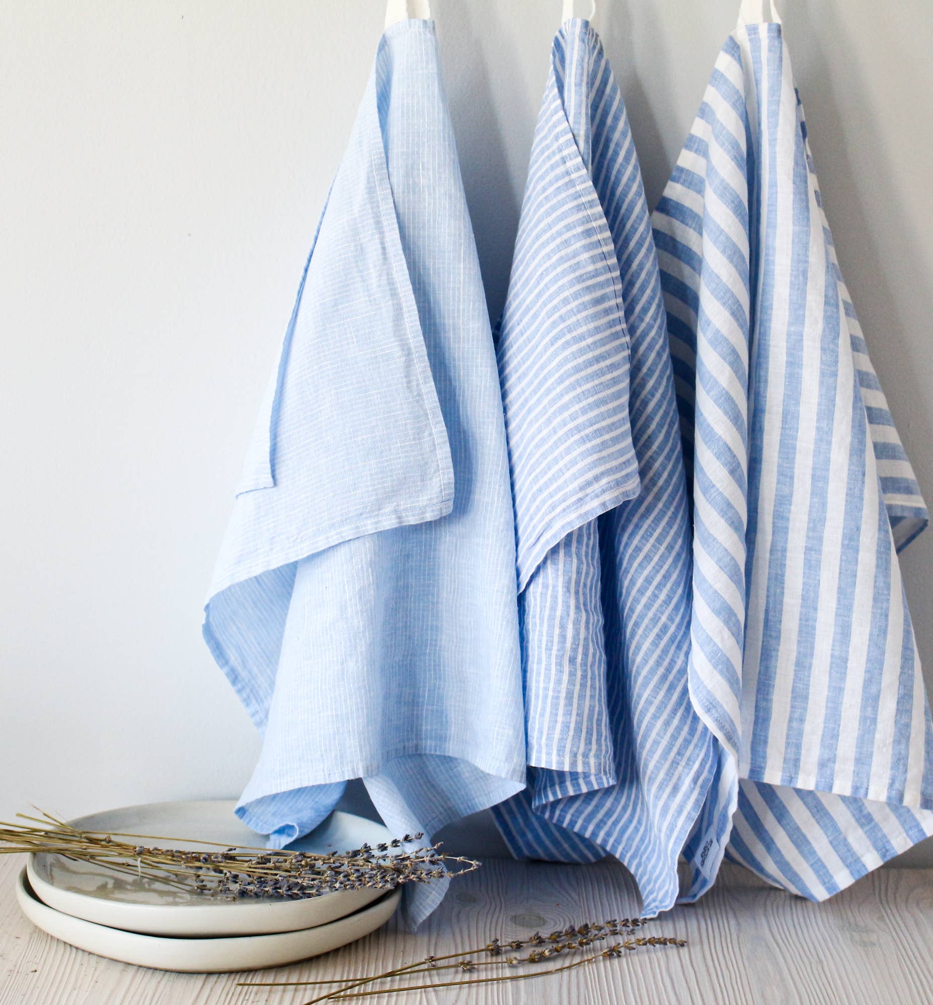 My Kitchen Linens – wholesale Tea towel – Tea Towel Set of 3 / Sky Blue Stripes4