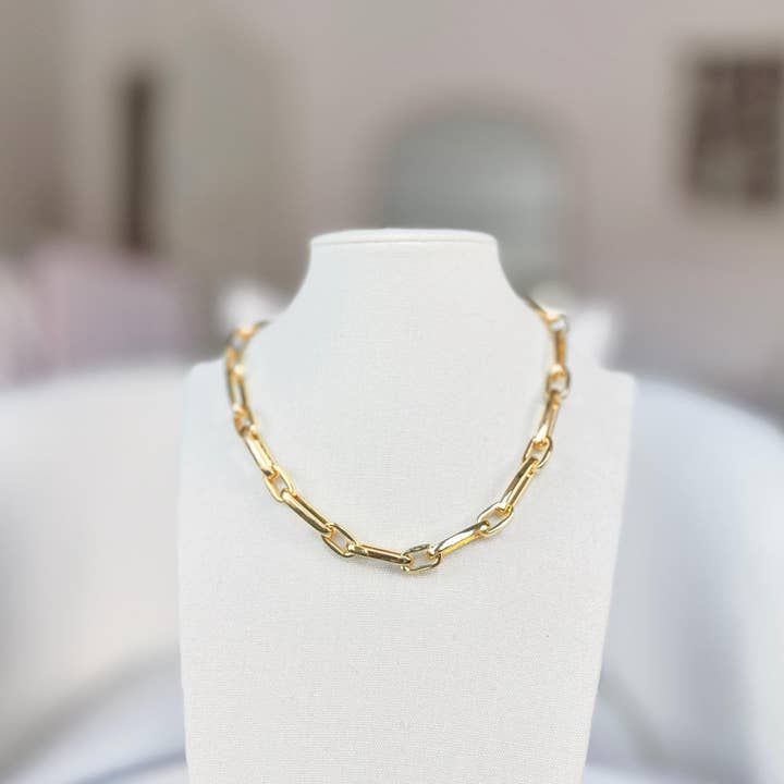 Gold Filled Chunky Chain Paperclip Necklace for wholesale by Rossie Jewellery