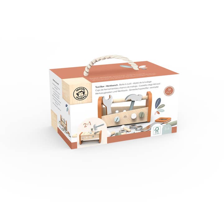 Speedy Monkey - Wholesale Wood Toy - Kids - Tool Box - Workbench (2 in 1)