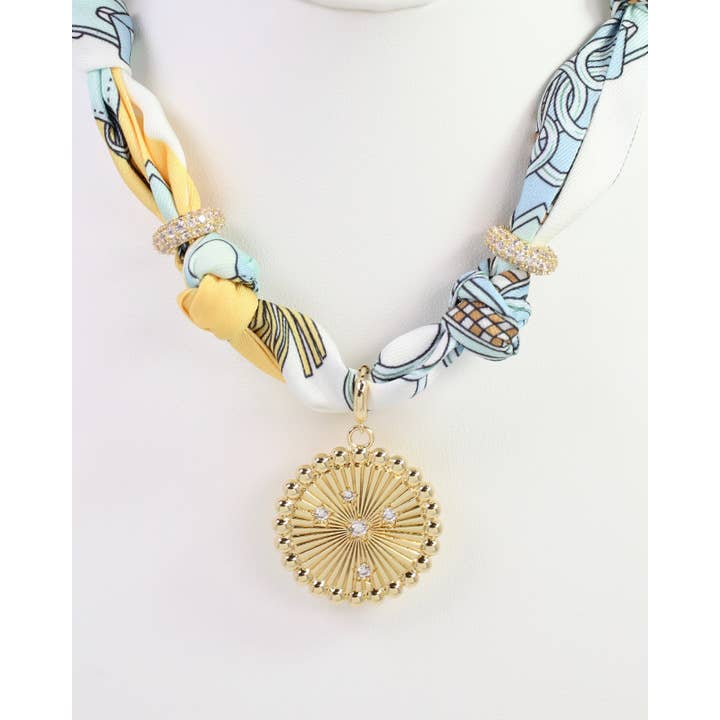 Caroline Hill - Wholesale Pendant/Charm Necklace - Shannon Scarf Charm Necklace Light Blue2