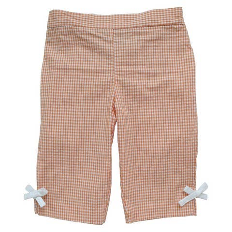 Orange Check Seersucker Girls Capri Pant for wholesale by Vive La Fete