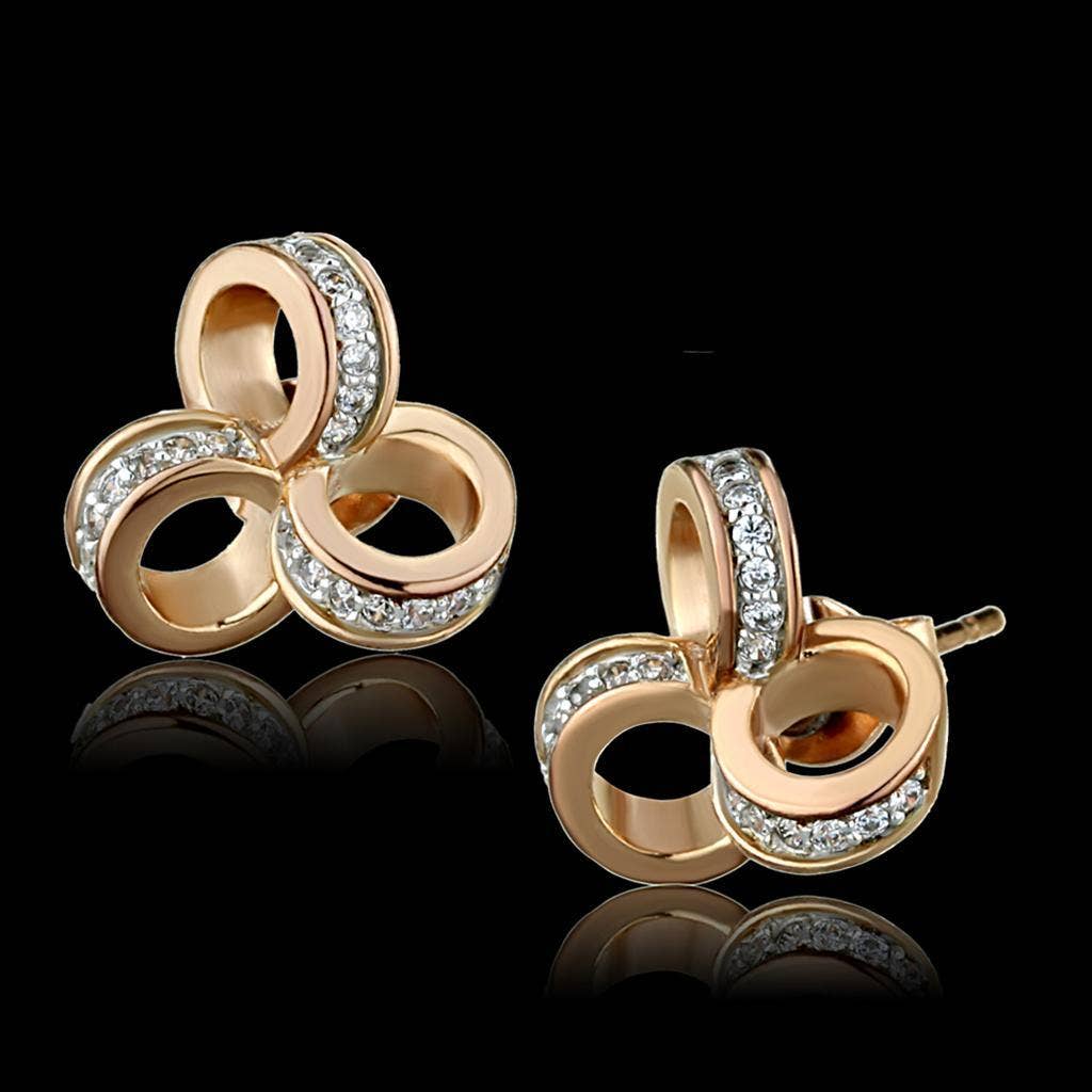 Bungsa® Anillo de mujer estrecho con 8 cristales de acero inoxidable plata oro u oro rosa.