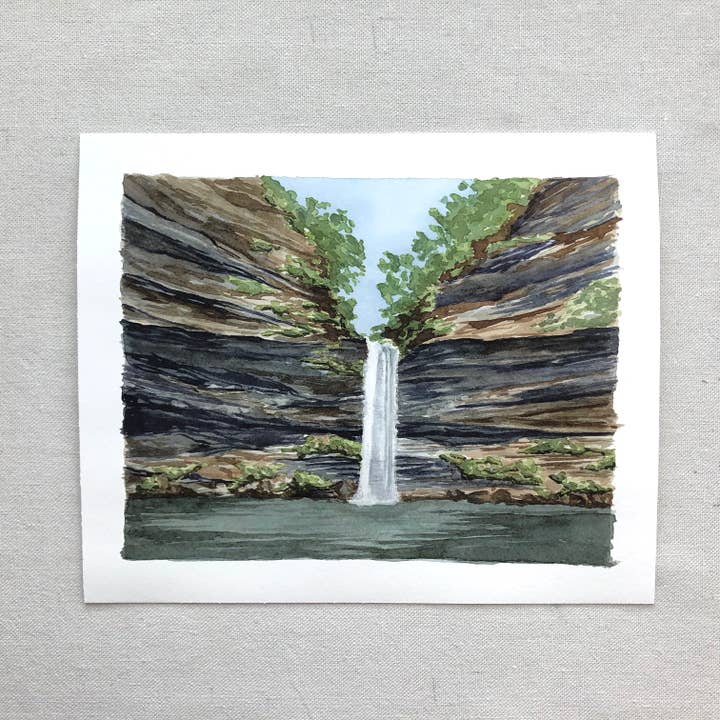 Cedar Falls, Petit Jean State Park Watercolor Print for wholesale by Come Alive Studio
