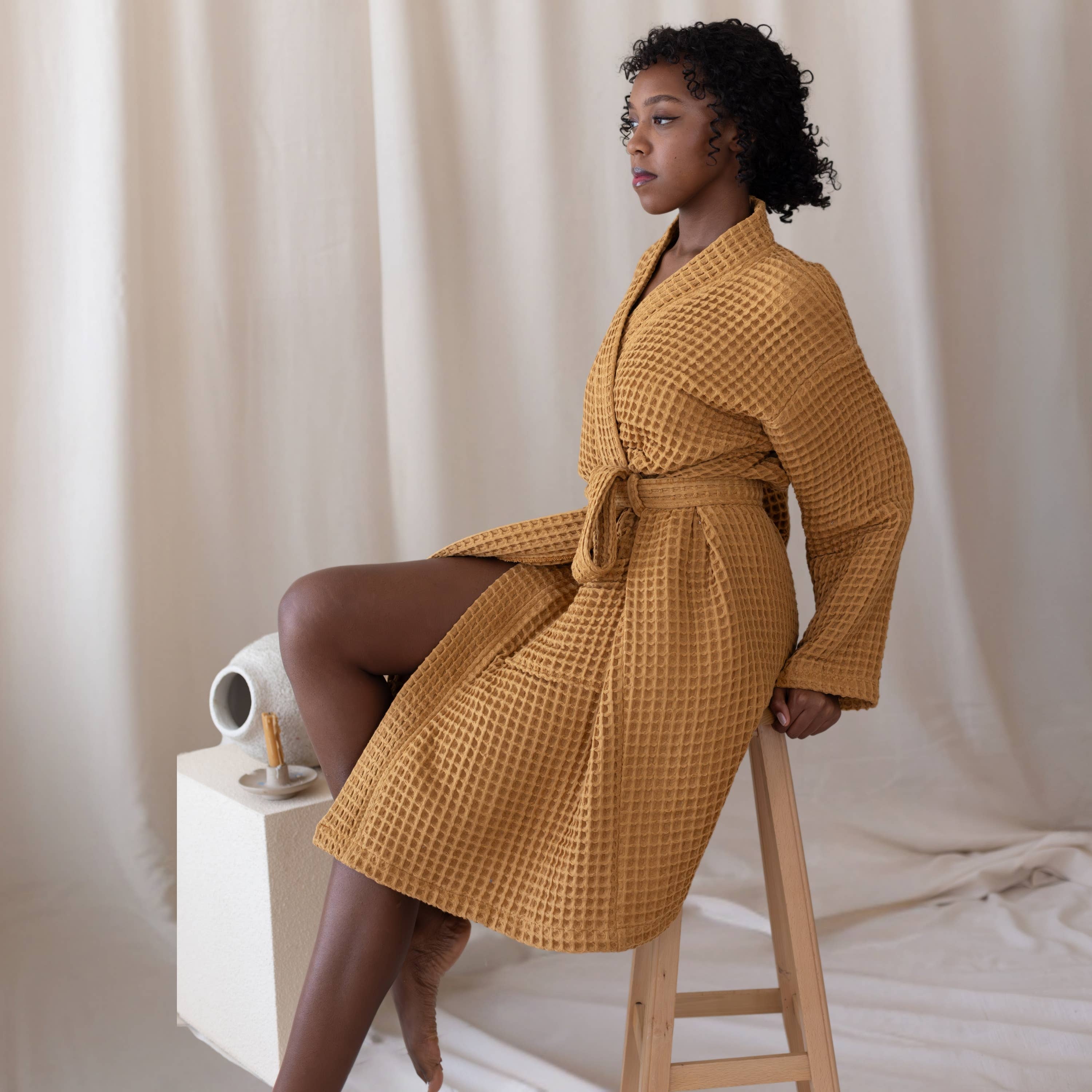 Vivamaison - Wholesale Robe - Unisex - Luxurious Waffle Kimono Bathrobe, 100% Cotton, Unisex Style38