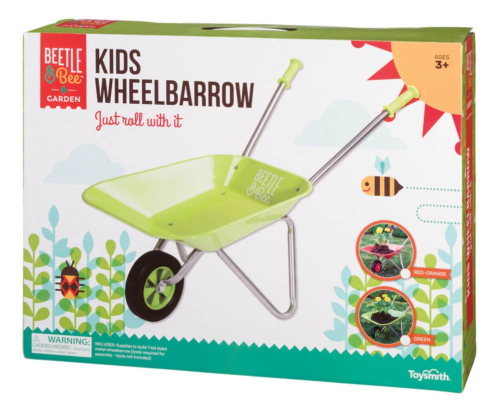Toysmith - Wholesale Toy Set - Kids - Beetle & Bee Kid Sized Wheelbarrow, Assorted (Red & Green)