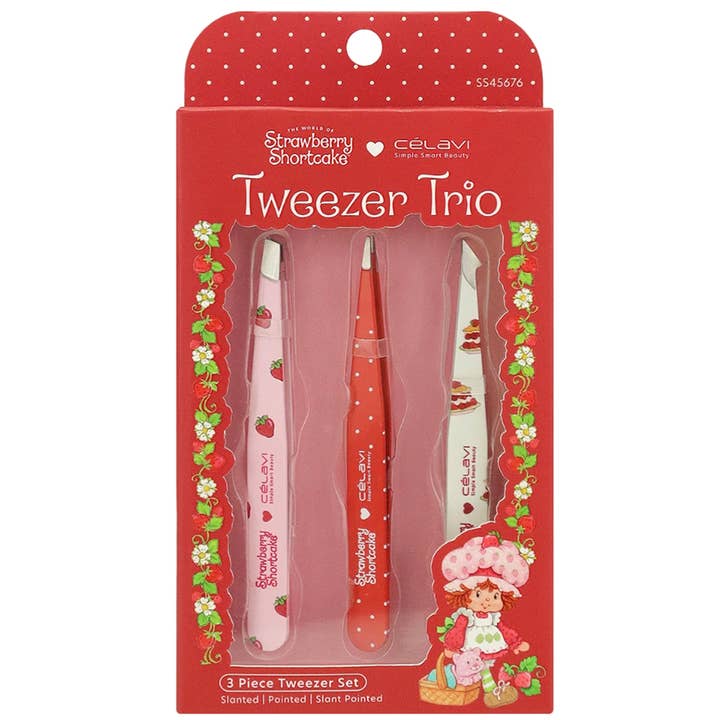 CELAVI STRAWBERRY SHORTCAKE 3PC PRINTED TWEEZER S, SS 45676 for wholesale by JOIA ACCESSORIES