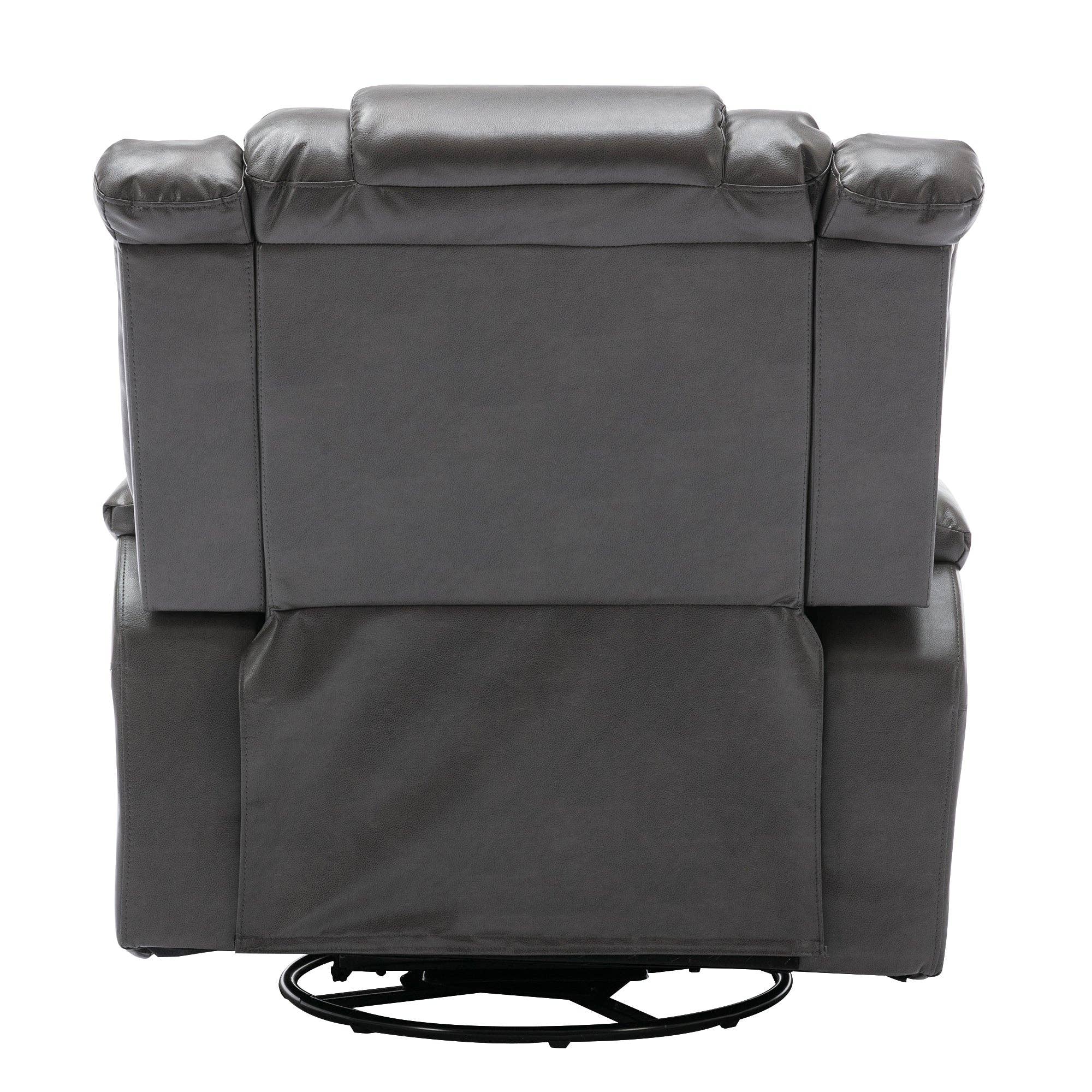 Orange County Decor - Wholesale Chair - 360 Swivel And Rocking Home Theater Recliner Manual Recliner Chair With Wide Armrest For Living Room,Bedroom, Grey Grey Foam Pu25