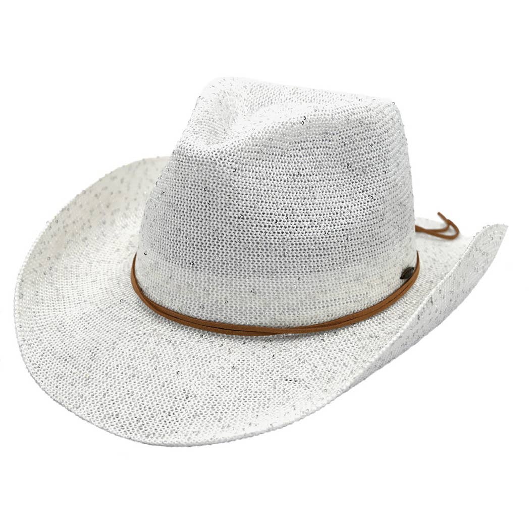 Fashion City – wholesale Cowboyhatt - Dam – Paljett Cowboyhatt med mocka String26