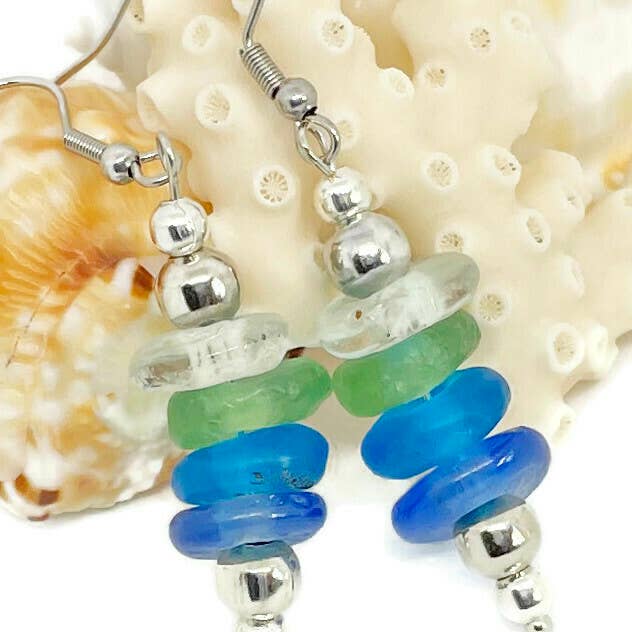 Sea Ranch Jewelry - Wholesale Dangle Earrings - 5H African Fused Glass Earrings