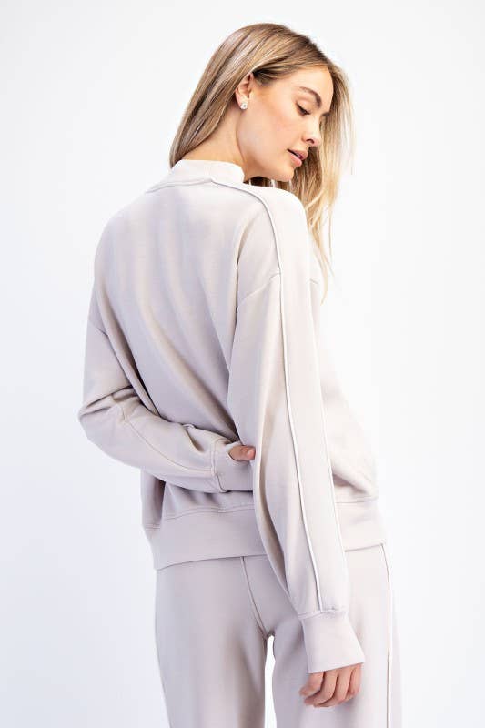 Sunday Morning - Vendita all'ingrosso Felpa - Donna - T540037-Top a Collo Alto in Modal Scuba con Due Righe a Contrasto6