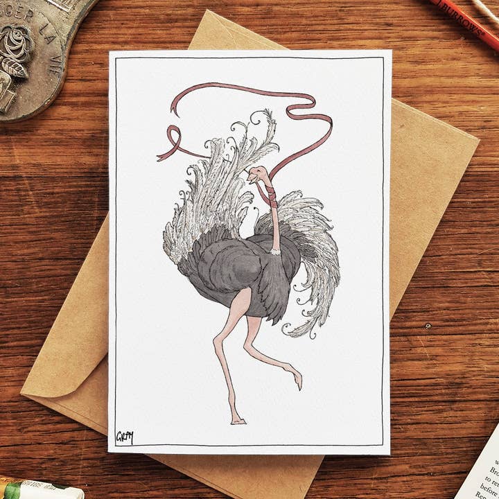 The Ostrich - Cartão de Saudação por atacado de Erlenmeyer Art