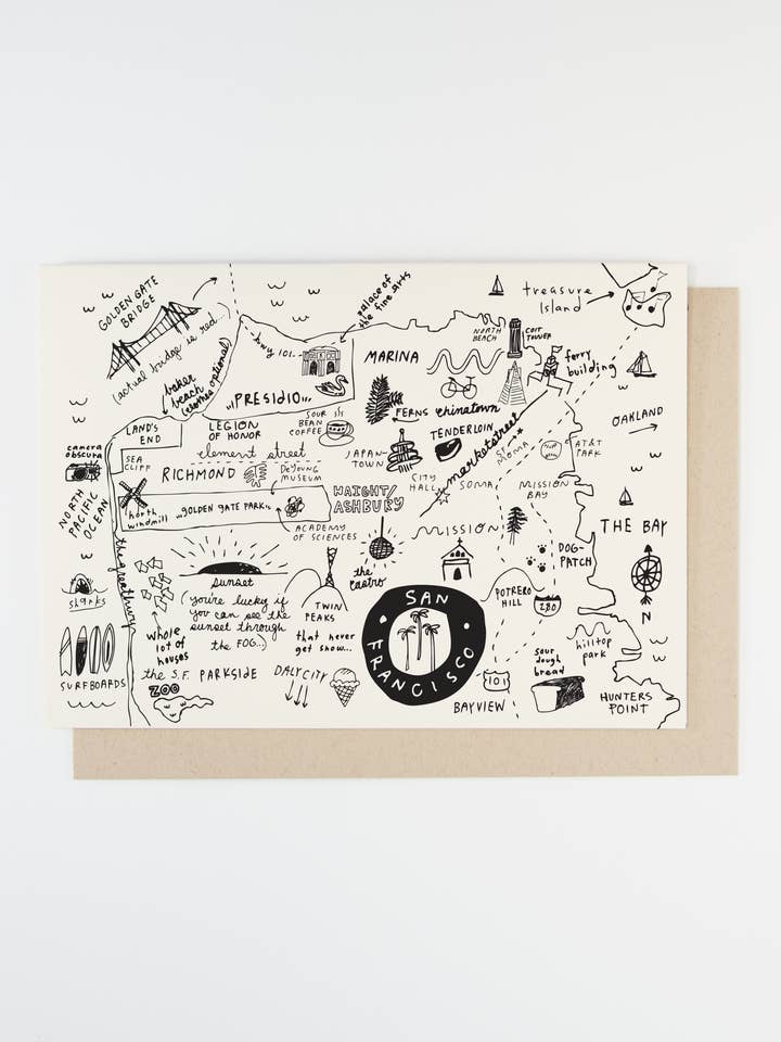 San Francisco Map Card for wholesale by People I've Loved