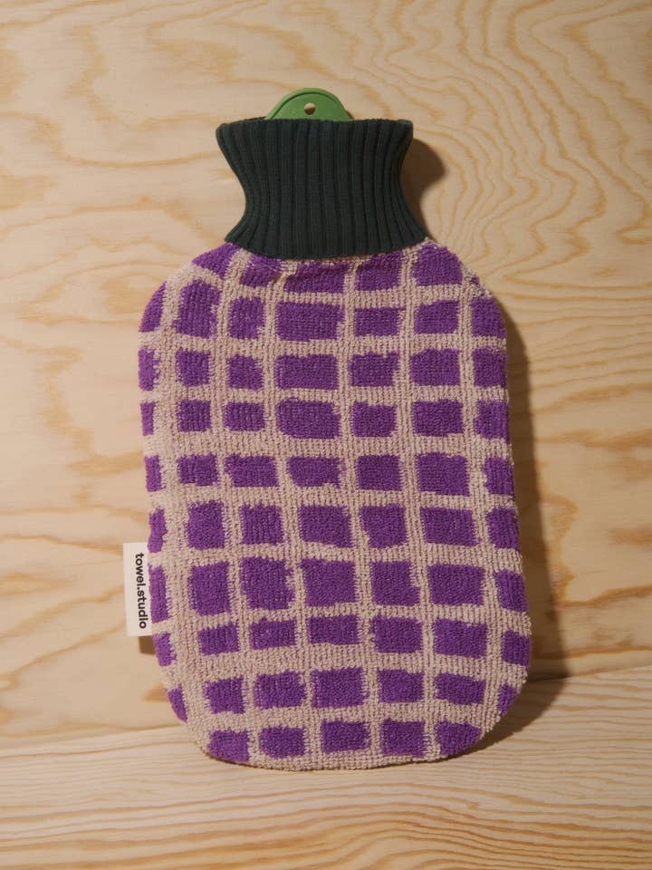 Bold Grid Hot Water Bottle | Amethyst | Large (2 Liter) for wholesale by towel.studio