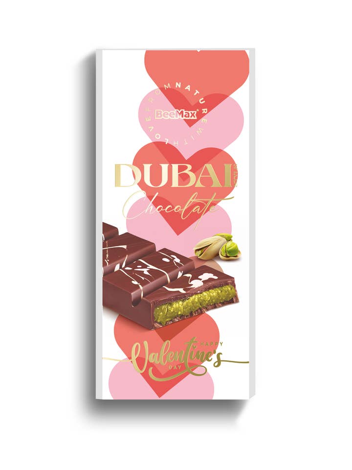 Beemax Dubai Chocolate VALENTINE Series WHITE Design 3.36oz for wholesale by Beemax