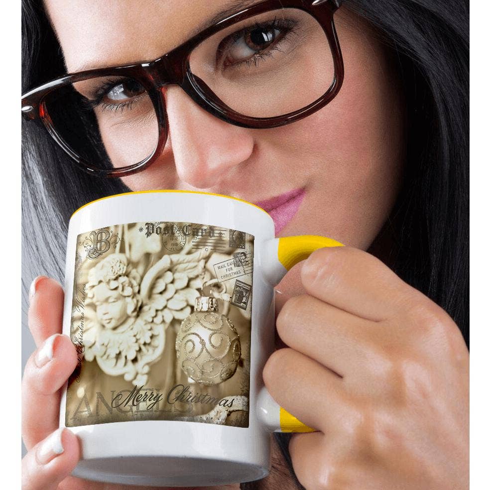 3dRose - Wholesale Coffee Mug - 3dRose, Mixed Media Art Christmas Photography Collage With Angel, Mug1