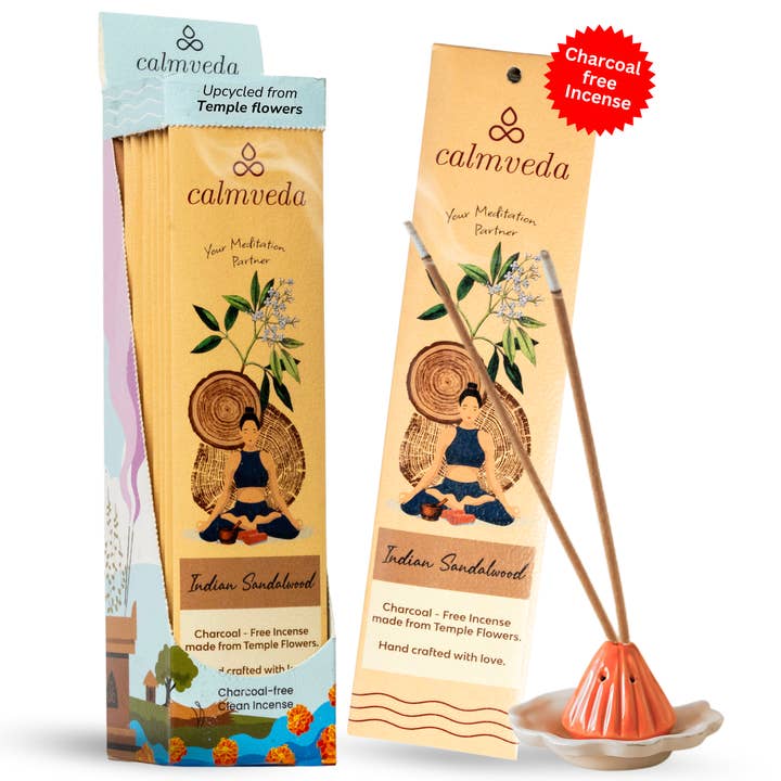 Indian Sandalwood Incense Sticks (10x12Stick) Charcoal free for wholesale by Calmveda Incense & Aromatherapy